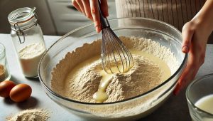 Gradually add the dry ingredients