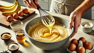 Incorporate the mashed bananas