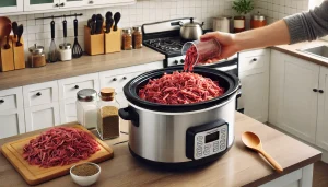 Add the cooked corned beef to the slow cooker