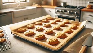 After removing the baking sheet from the oven, let the cookies cool on it for 5 minutes