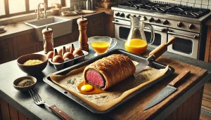 Brush the pastry with beaten egg yolk