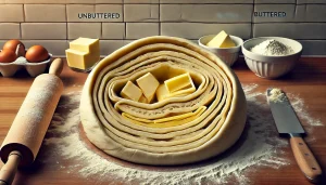 Fold the unbuttered third over the center