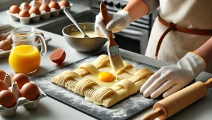 For a shiny finish, brush the tops of your shaped pastries with an egg wash
