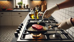 Heat the olive oil in a pan and sear the beef on all sides