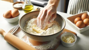Incorporate the butter into the flour mixture using your fingers