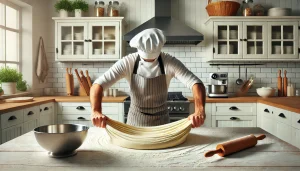 Rotate the dough 90 degrees and repeat the folding process