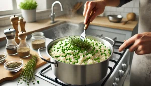 Fluff the rice with a fork, remove the thyme sprigs, and serve hot