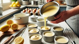 Next, divide the mixture into individual pots or bowls, ensuring an even distribution