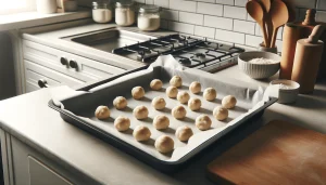 Place the coated balls on a baking tray lined with parchment paper