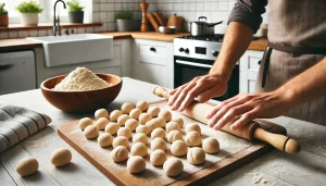 Roll the dough into small walnut-sized balls