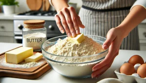 Using your fingertips, rub in the butter until the mixture resembles breadcrumbs