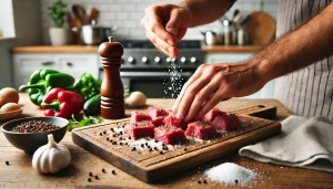 Season the beef chunks generously with salt and pepper