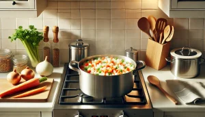 add the diced onion, carrots, and celery