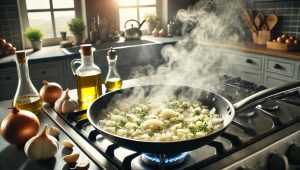In a large pan, heat olive oil over medium heat