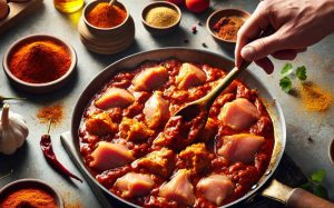 Add the chopped chicken thighs