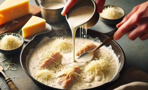 Add the cream and cheese