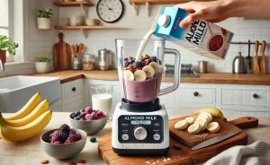 Add about 100ml of almond milk